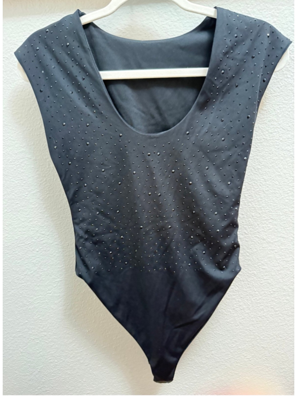 Rhinestone Bodysuit – Black Sleeveless Sparkle